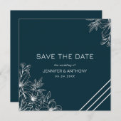 Handgetekende witte bladeren bewaren de datum save the date (Voorkant / Achterkant)