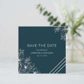 Handgetekende witte bladeren bewaren de datum save the date (Staand voorkant)