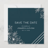 Handgetekende witte bladeren bewaren de datum save the date (Voorkant)