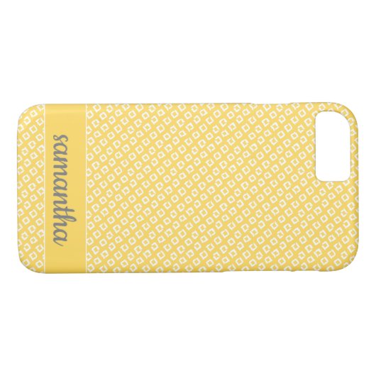 Handgetekende witte diamanten op goudgeel Case-Mate iPhone case (Achterkant (Horizontaal))