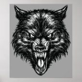 Handgetekende Wolf Poster (Voorkant)