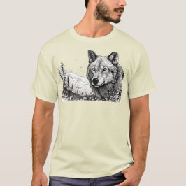 HANDGETEKENDE WOLF, T-SHIRT