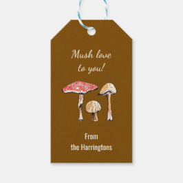 Handgetekende Woodland Mushrooms Rustieke Cottagec Cadeaulabel