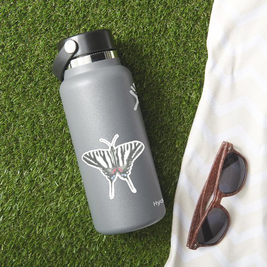 Handgetekende Zebra Swallowtail vlinder Sticker (HydroFlask Insitu)