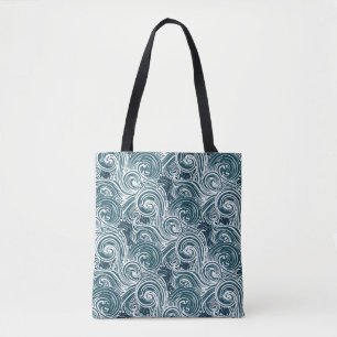handgetekende Zeeen golven illustratie Tote Bag