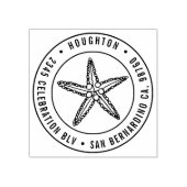 Handgetekende zeesterren ronde typografie retourad rubberstempel (Afrduk)