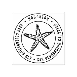 Handgetekende zeesterren ronde typografie retourad rubberstempel