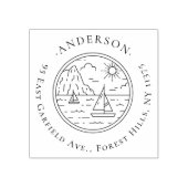 Handgetekende zeilboten Elegant retouradres Rubberstempel (Afrduk)