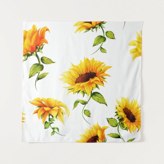  handgetekende zonnebloem Waterverf Wandkleed (Voorkant)