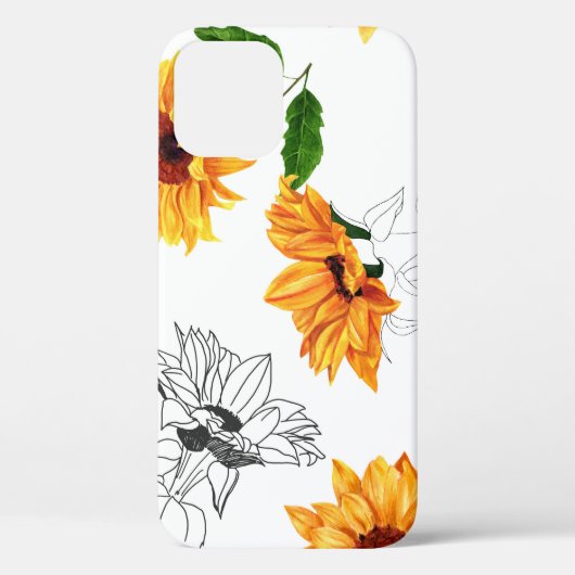 Handgetekende zonnebloemen: levendig geel patroon. Case-Mate iPhone case (Achterkant)