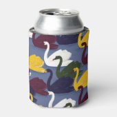 Handgetekende zwanen, blauw meerpatroon. blikjeskoeler (Blikje Voorkant)