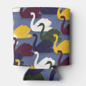 Handgetekende zwanen, blauw meerpatroon. blikjeskoeler (Achterkant)
