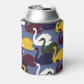 Handgetekende zwanen, blauw meerpatroon. blikjeskoeler (Blikje Achterkant)