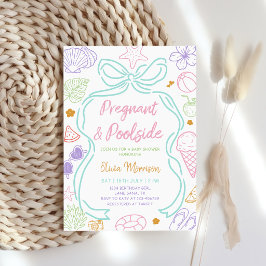 Handgetekende zwangere vrouw & Zomer Baby Shower b Kaart