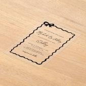 Handgetekende zwarte boog moderne chique bruiloft acryl uitnodigingen (Laagn)