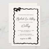 Handgetekende zwarte boog moderne chique bruiloft kaart (Voorkant / Achterkant)