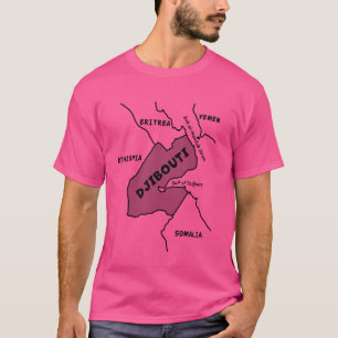 Handgetekende zwarte lijn kaart van Djibouti, nabu T-shirt