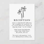 Handgetekende zwarte palmbomen bruiloft receptie informatiekaartje (Voorkant)