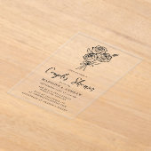 Handgetekende zwarte Roos paren Vrijgezellenfeest Acryl Uitnodigingen (Laagn)