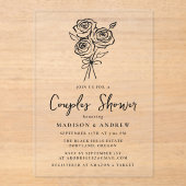 Handgetekende zwarte Roos paren Vrijgezellenfeest Acryl Uitnodigingen (Voorkant)