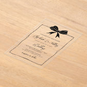 Handgetekende zwarte strik Coquette Modern Chic We Acryl Uitnodigingen (Laagn)