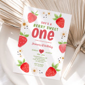 Handgetrokken Aardbei Sweet One Berry 1e verjaarda Kaart