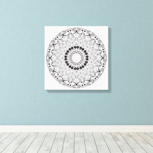Handgetrokken abstract mandala-ontwerp. Vector ori Canvas Afdruk (Insitu (Houten vloer))