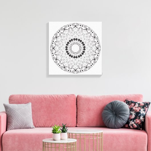 Handgetrokken abstract mandala-ontwerp. Vector ori Canvas Afdruk (Insitu (Woonkamer))