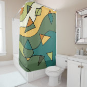 Handgetrokken abstract ontwerp douchegordijn (In situ)