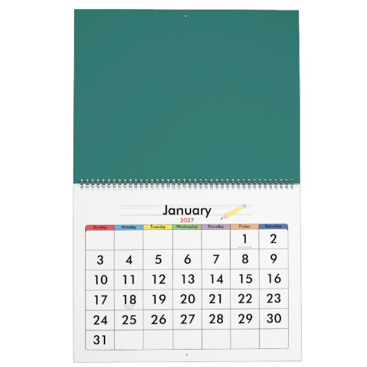 Handgetrokken abstract  ontwerp kalender (Jan 2027)