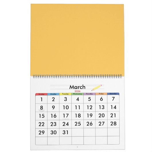 Handgetrokken abstract ontwerp kalender (Mar 2026)