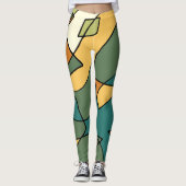 Handgetrokken abstract ontwerp leggings (Voorkant)