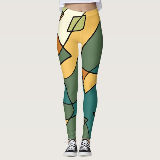 Handgetrokken abstract ontwerp leggings (Voorkant)