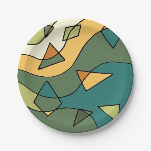 Handgetrokken abstract  ontwerp papieren bordje (Voorkant)