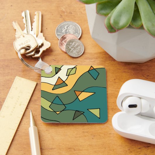 Handgetrokken abstract  ontwerp sleutelhanger (Bureau)