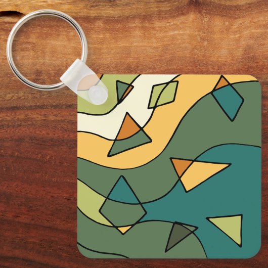 Handgetrokken abstract ontwerp sleutelhanger (Voorkant)