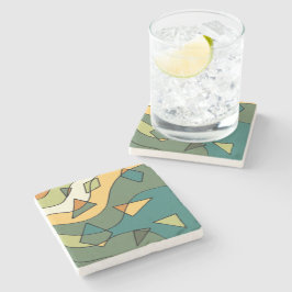 Handgetrokken abstract  ontwerp stenen onderzetter