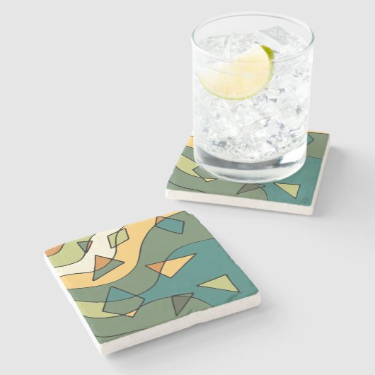 Handgetrokken abstract ontwerp stenen onderzetter (Zijkant)