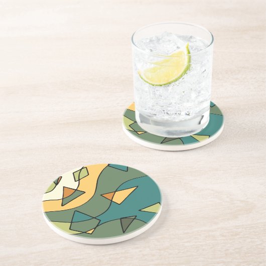 Handgetrokken abstract  ontwerp zandsteen onderzetter (Zijkant)