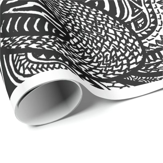 Handgetrokken Abstract Tribal Crazy Doodle Cadeaupapier (Rol Hoek)