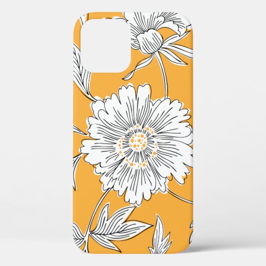 Handgetrokken abstracte tuinbloemen. Contourtekeni Case-Mate iPhone Case (Achterkant)