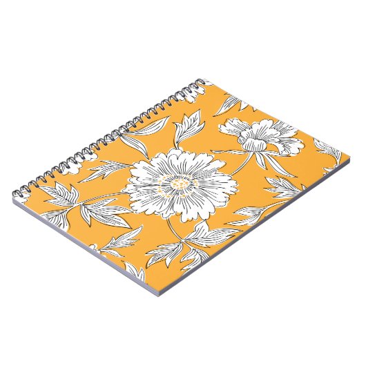 Handgetrokken abstracte tuinbloemen. Contourtekeni Notitieboek (Linkerzijde)