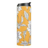 Handgetrokken abstracte tuinbloemen. Contourtekeni Thermosbeker (Gedraaid links)