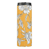 Handgetrokken abstracte tuinbloemen. Contourtekeni Thermosbeker (Achterkant)