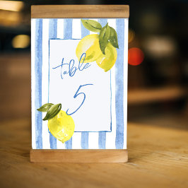 Handgetrokken blauw strepen citroenen vrijgezellen kaart