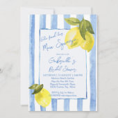 Handgetrokken blauw strepen citroenen vrijgezellen kaart (Voorkant)