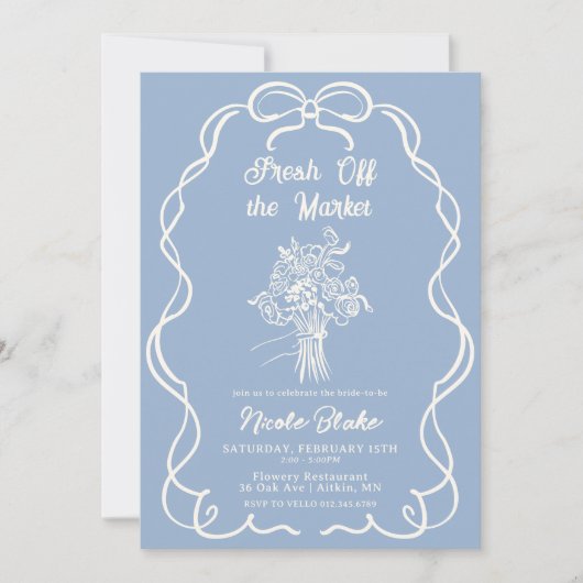 Handgetrokken blauw uit de markt Vrijgezellenfeest Kaart (Voorkant)