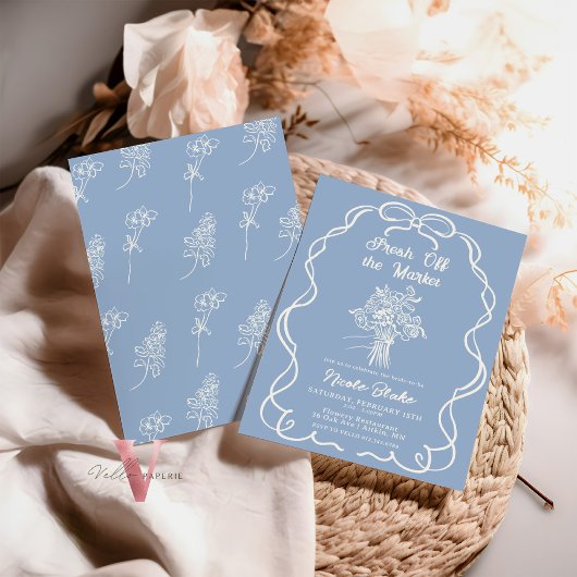 Handgetrokken blauw uit de markt Vrijgezellenfeest Kaart