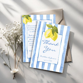 Handgetrokken blauwe strepen citroenen Italiaanse Bedankkaart