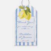 Handgetrokken blauwe strepen citroenen Italiaanse  Cadeaulabel (Voorkant)